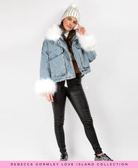 Blue-White-Faux-Fur-Trim-Oversized-Denim-Jacket-2