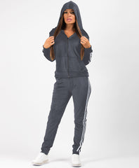 Grey-Velvet-Velour-Side-Stripe-Tracksuit-Loungewear-Set-2