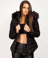 Black-Y-865-Double-Zip-Detail-Padded-Fur-Hooded-Puffer-Jacket-1a