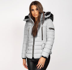 Grey-Y-865-Double-Zip-Detail-Padded-Fur-Hooded-Puffer-Jacket-3
