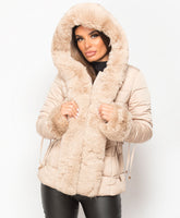 Beige-Faux-Fur-Trim-Padded-Quilted-Hooded-Puffer-Jacket-Coat-1