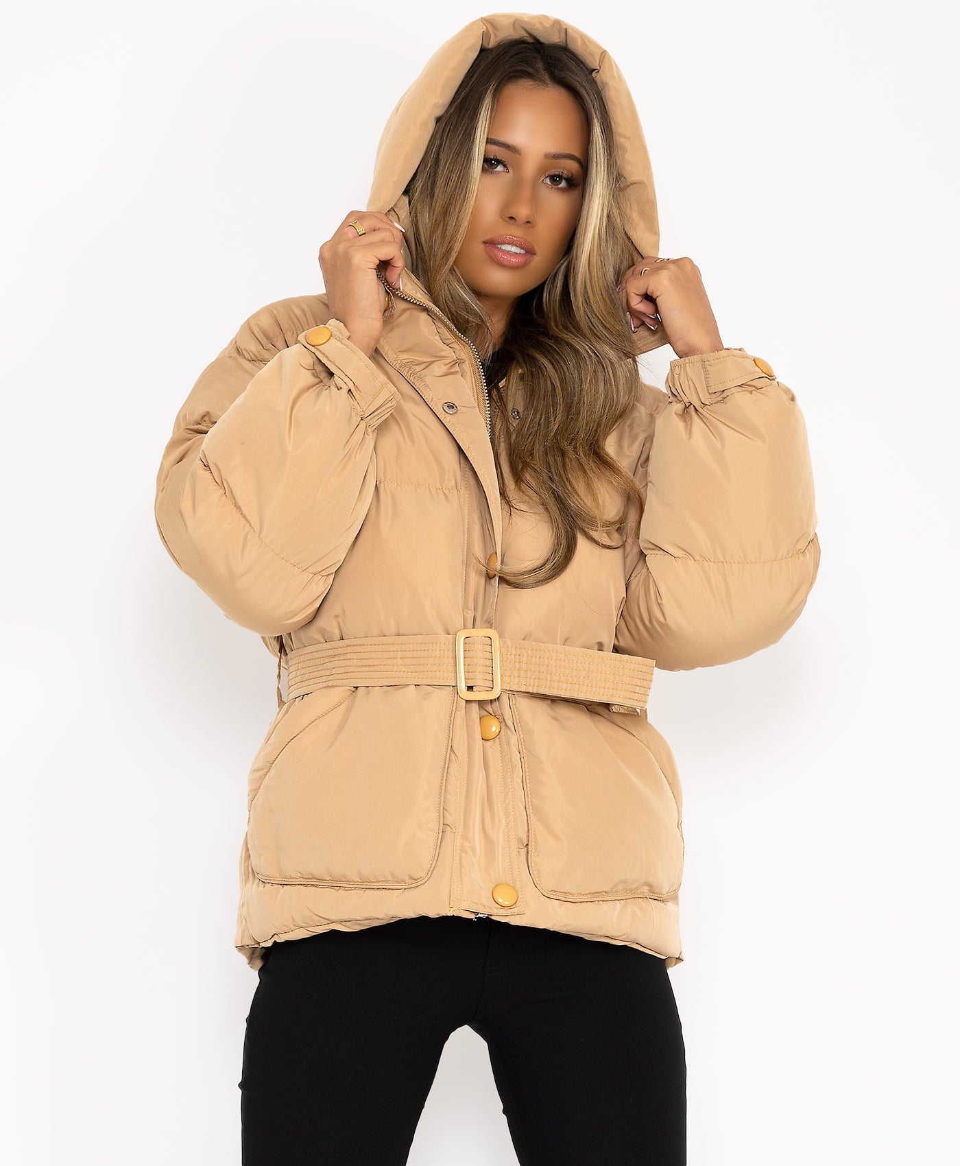 Beige-Padded-Quilted-Oversized-Puffer-Duvet-Hooded-Jacket-6