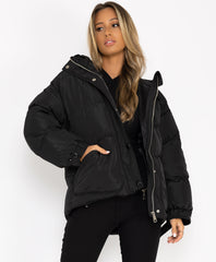Black-Padded-Quilted-Oversized-Puffer-Duvet-Hooded-Jacket-3