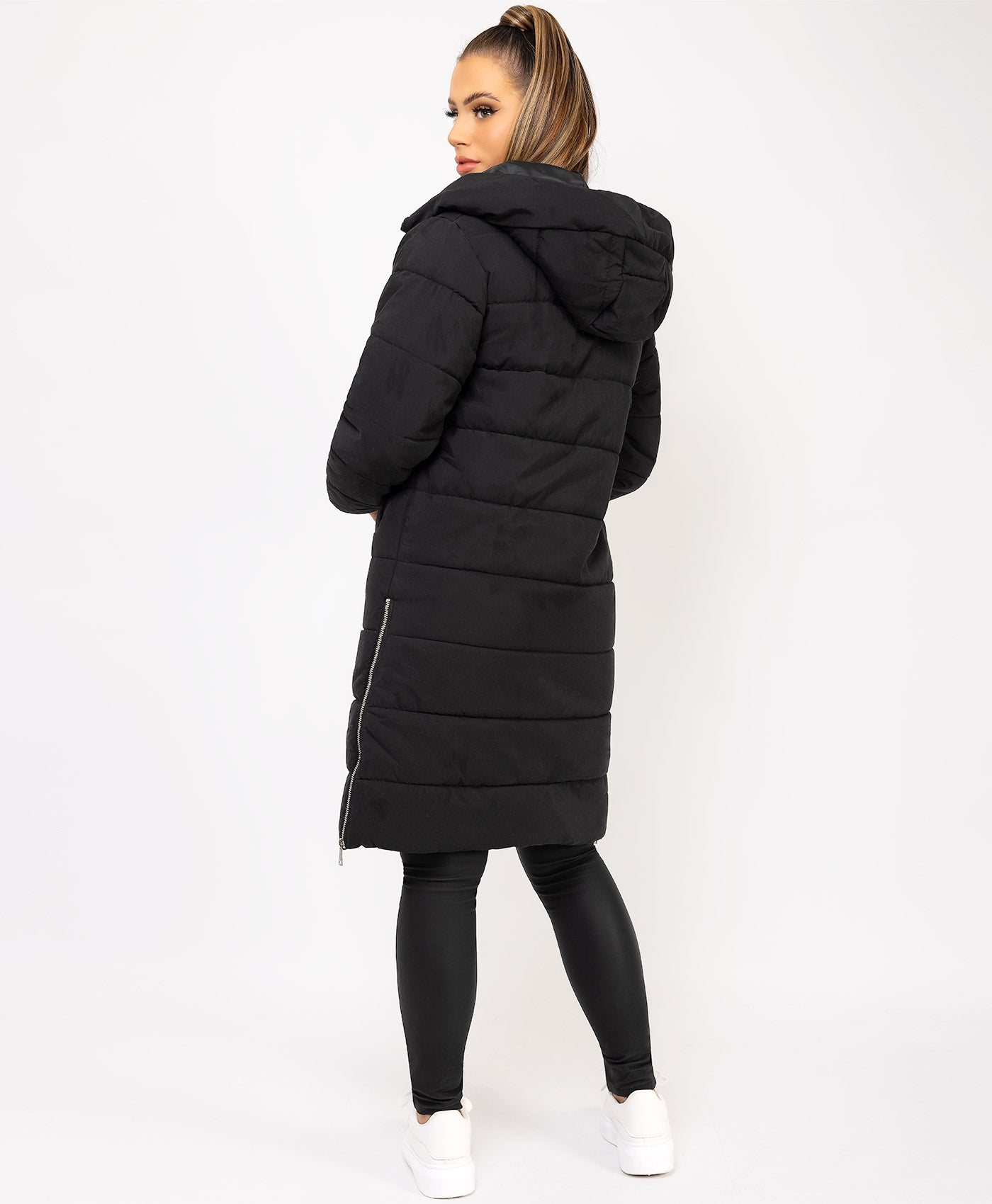 Black-Longline-Side-Zip-Long-Sleeve-Hooded-Puffer-Coat-Jacket-8