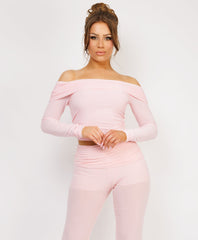 Satin-Puff-Sleeve-Ribbed-Set-Baby Pink-4