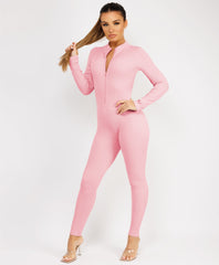 Baby Pink-Elastic-Ribbed-Long-Sleeve-Jumpsuit-6