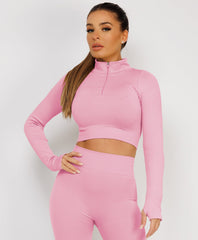 Baby Pink-Zipped-Neck-Ribbed-Activewear-7
