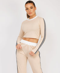 Satin-Puff-Sleeve-Ribbed-Set-Beige-4