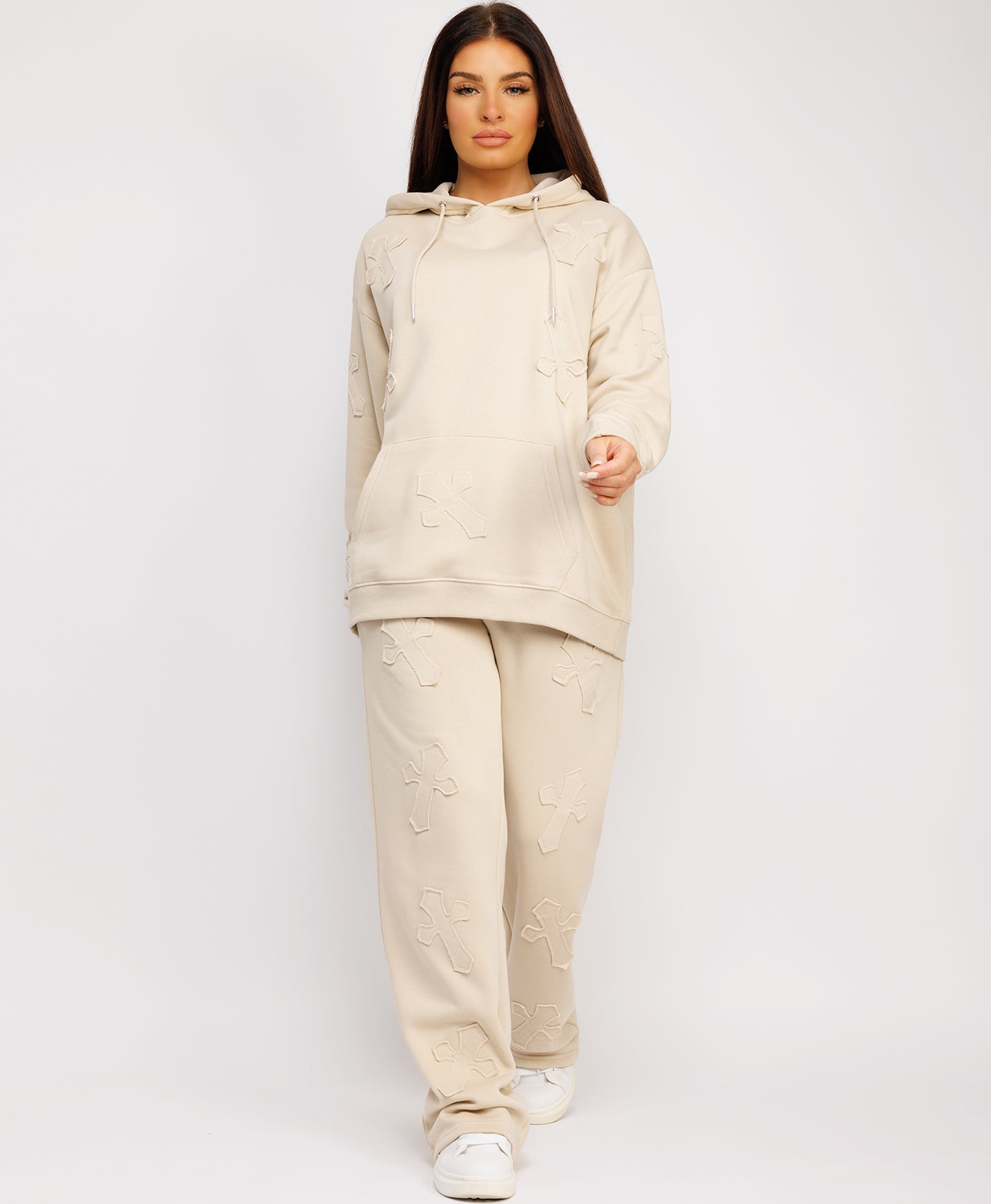Crucifix-Cross-Hoodie-Joggers-Set-Beige-2