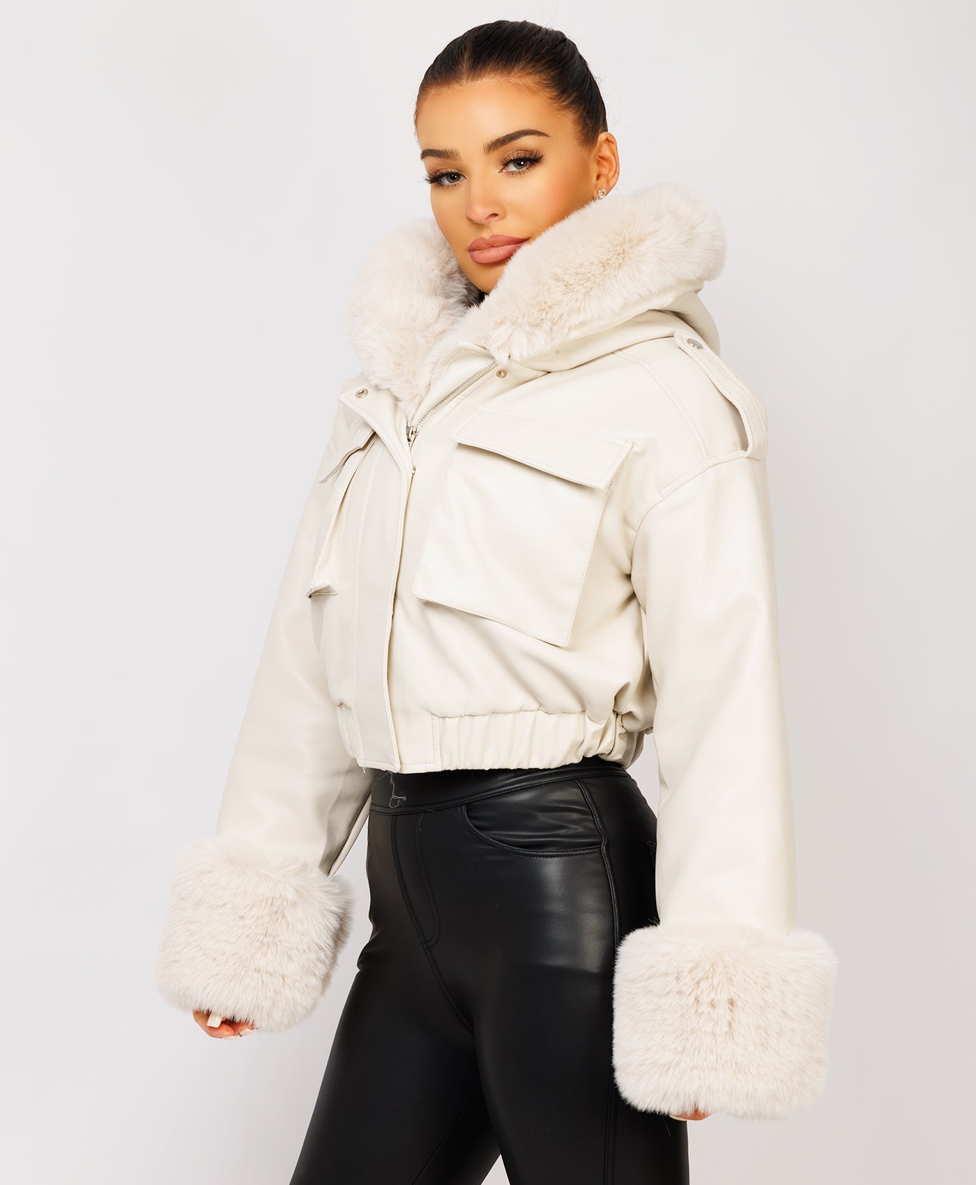 Otrain Faux Fur Hooded Sweater Topshop Brown Faux Fur Coat
