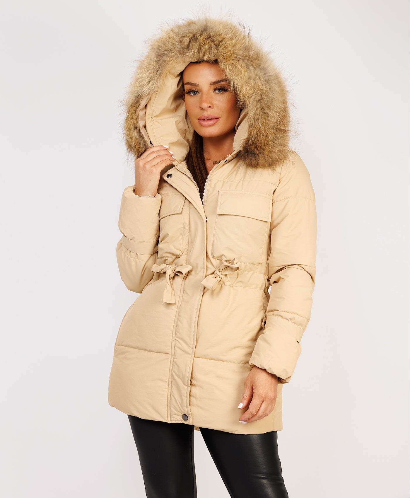 Waist-Tie-Real-Fur-Hood-Puffer-Coat-3