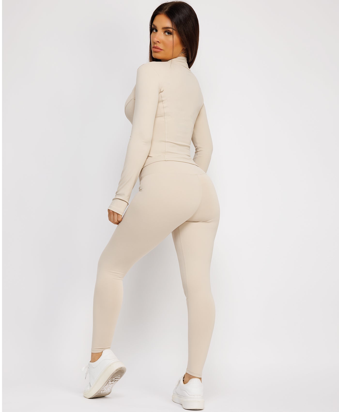 Long-Sleeve-Sport-Jacket-Tight-Leggings-Beige-5