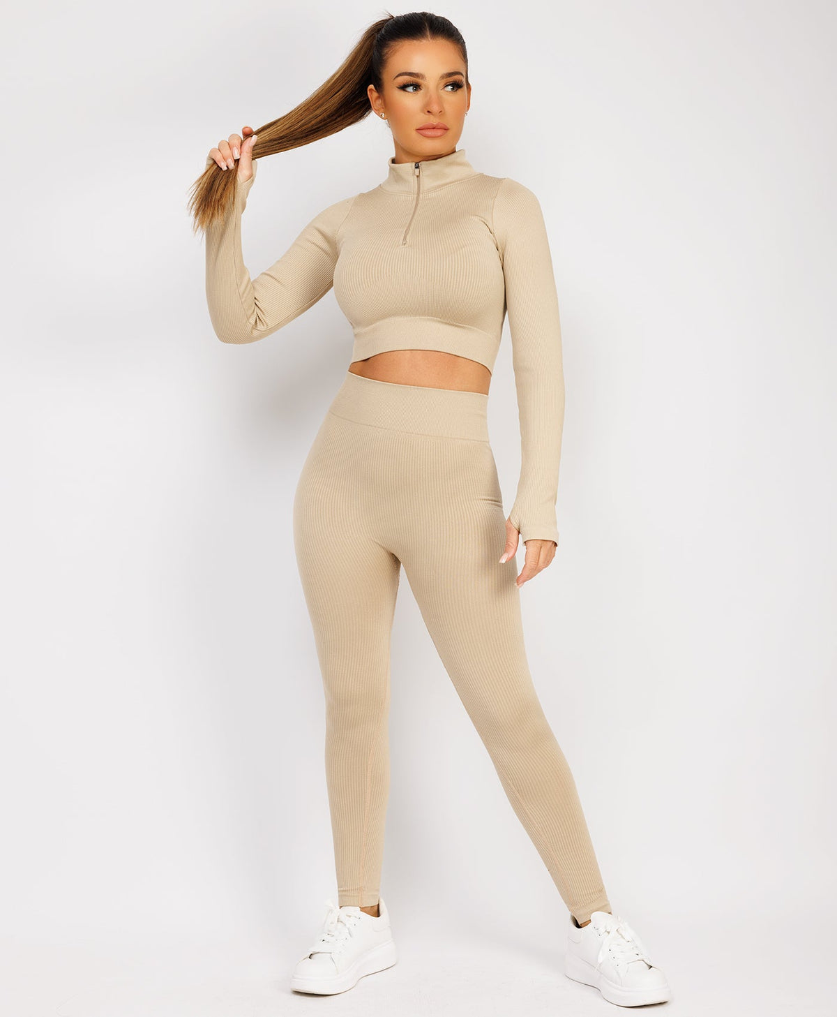 Beige-Zipped-Neck-Ribbed-Activewear-6