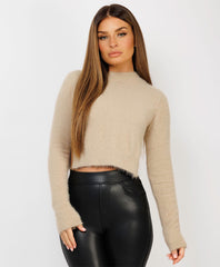 Mohair-Split-Hem-Cropped-Sweater-Beige-1