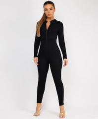 Black-Elastic-Ribbed-Long-Sleeve-Jumpsuit-6