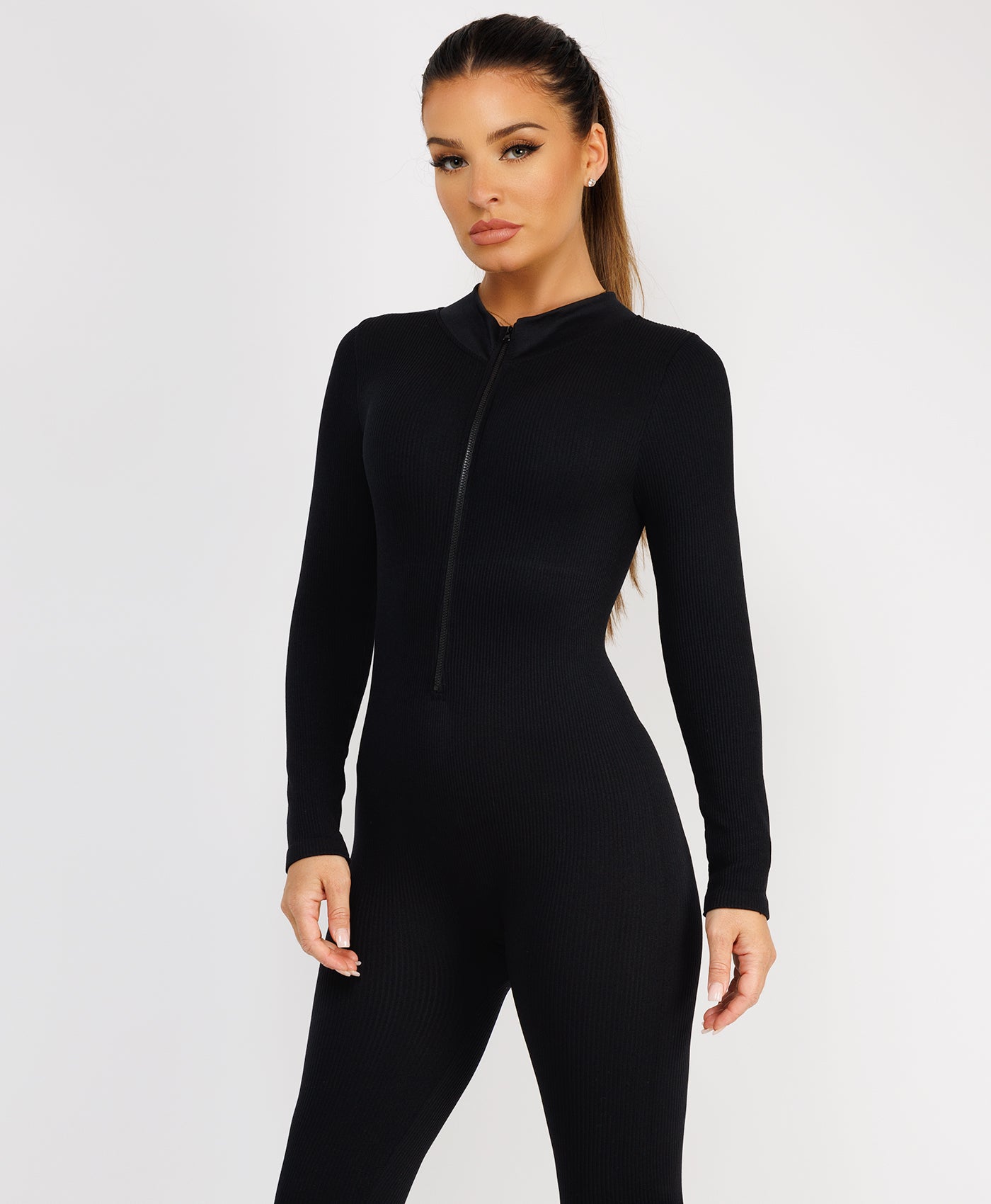 Black-Elastic-Ribbed-Long-Sleeve-Jumpsuit-7