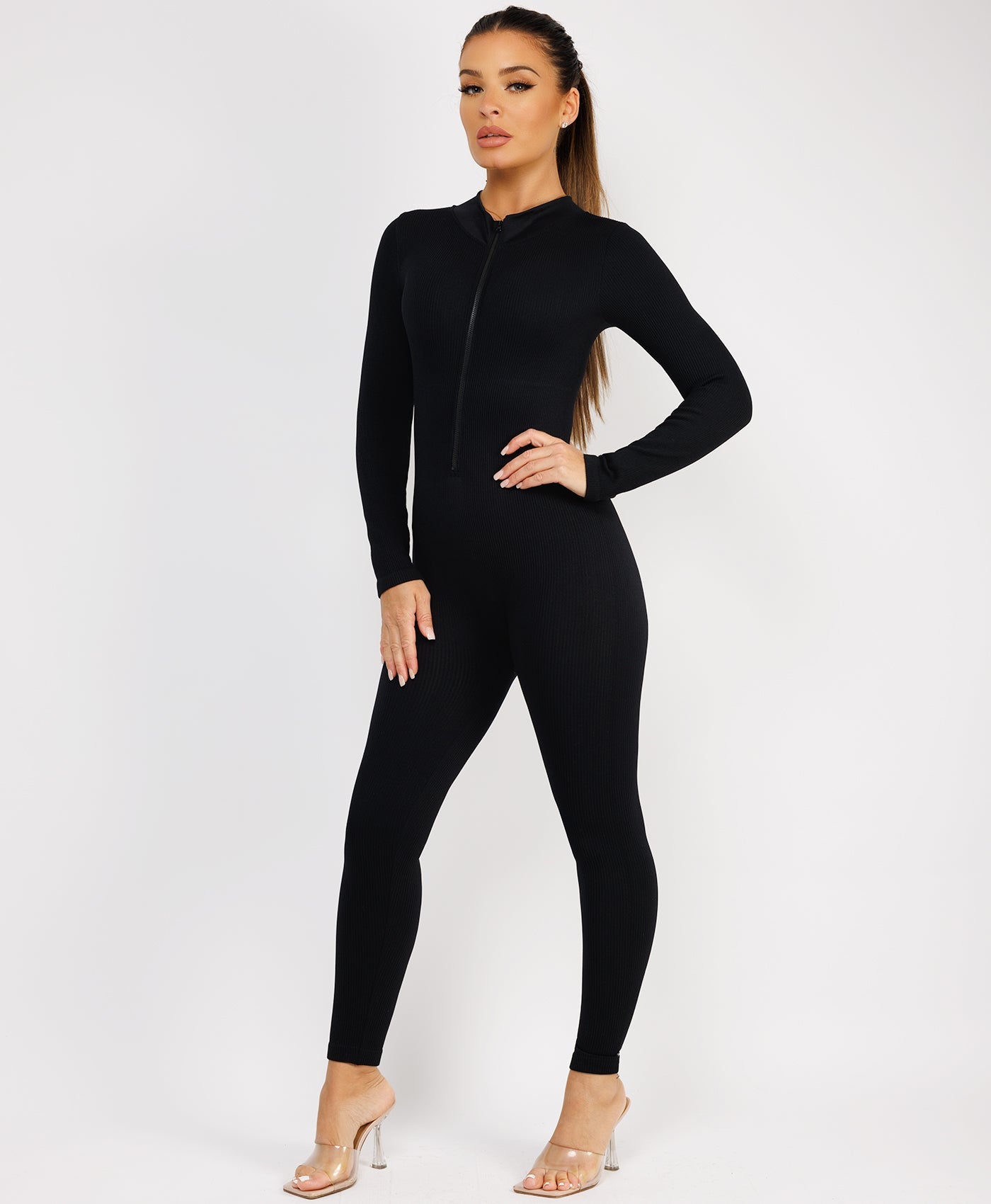 Black-Elastic-Ribbed-Long-Sleeve-Jumpsuit-8