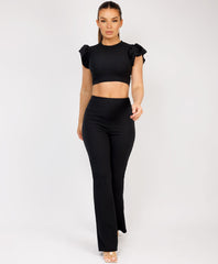 Satin-Puff-Sleeve-Ribbed-Set-Black-1