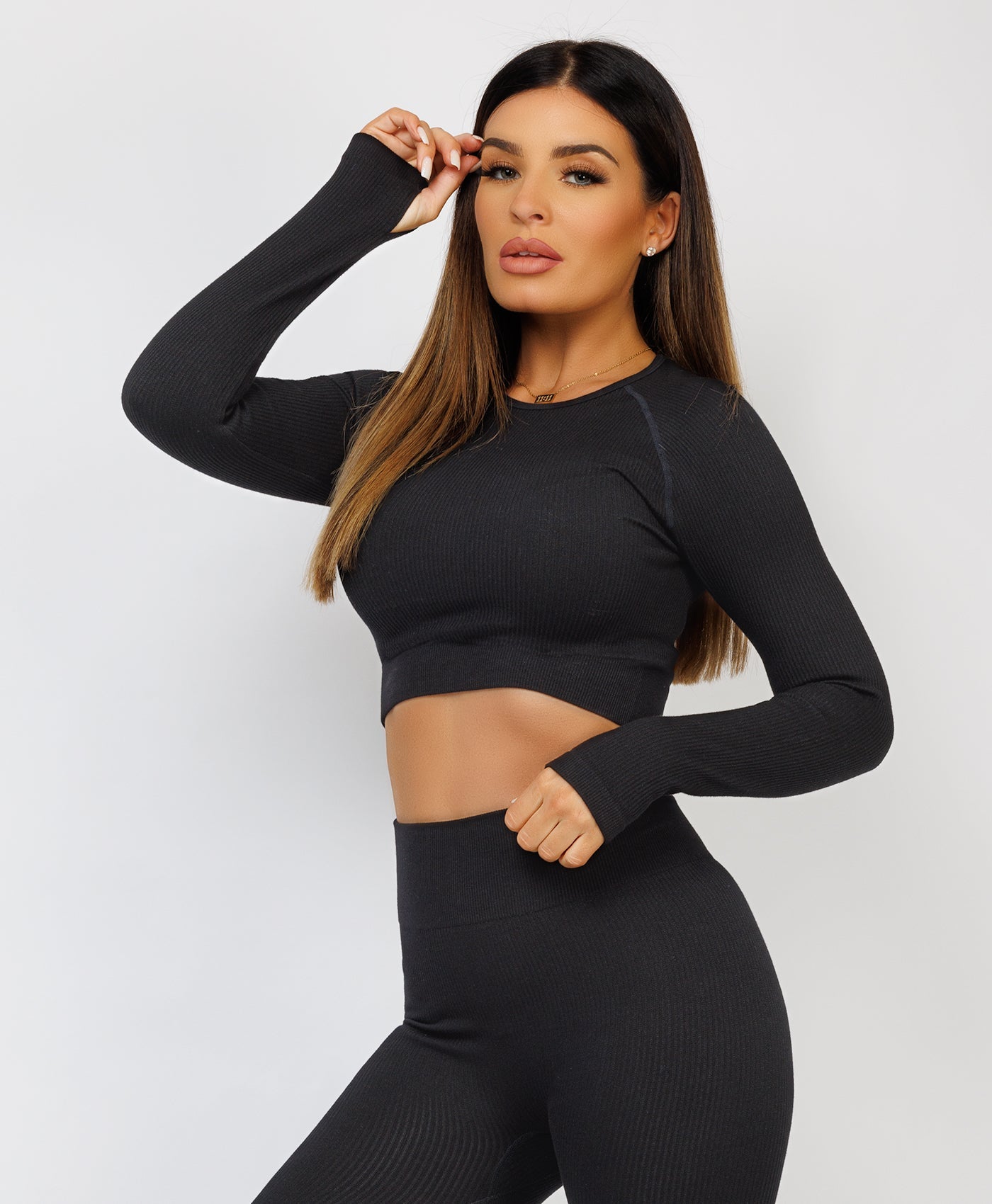 Black-Ribbed-Asymmetric-Hem-Loungewear-Set7