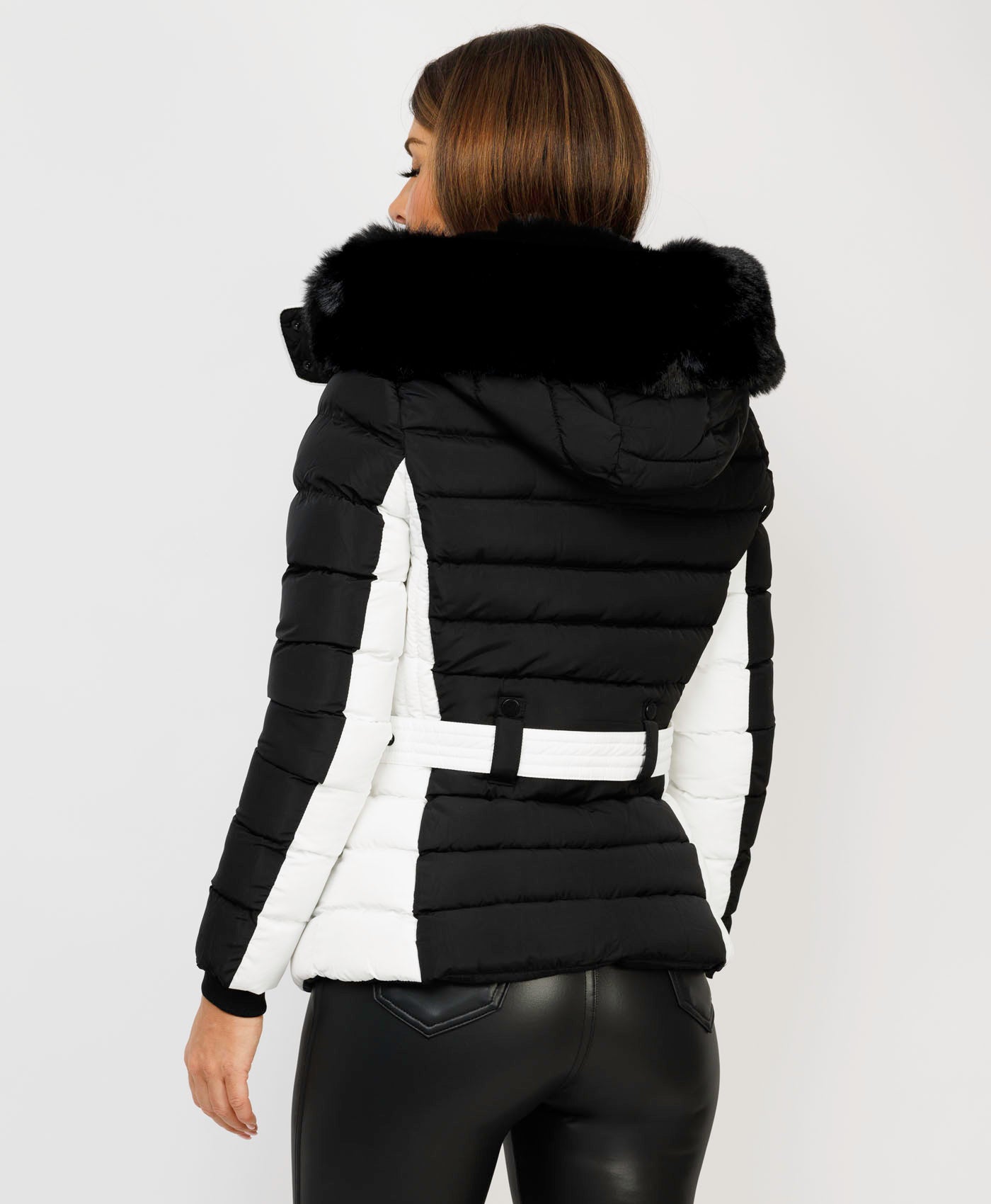 Black-White-Contrast-Panel-Padded-Quilted-Fur-Hood-Puffer-Jacket-5
