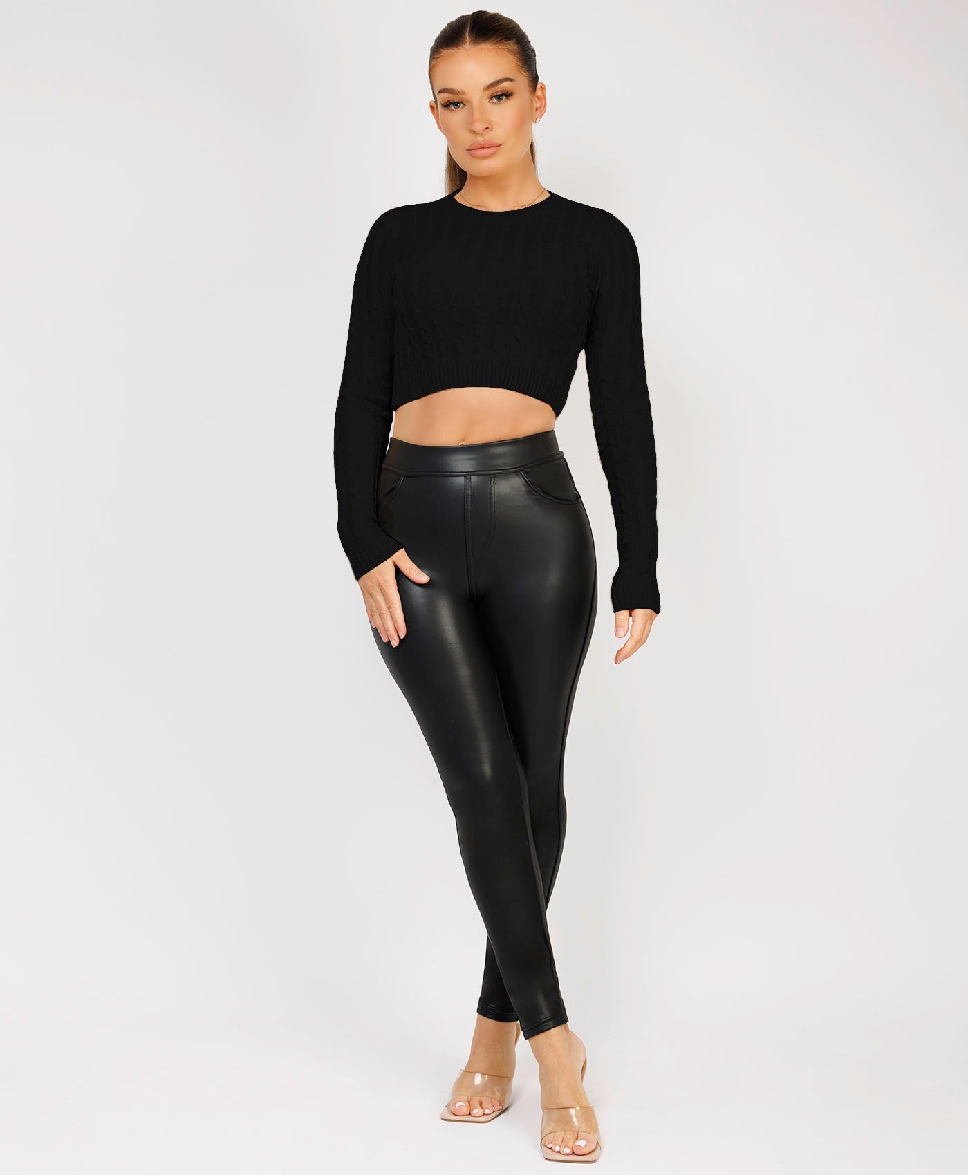 Long-Sleeve-Cropped-Cable-Knit-Sweater-Black-2