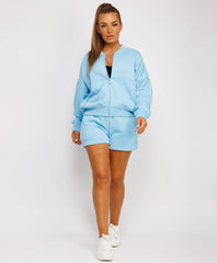 Bomber-Zip-Top-Matching-High-Waisted-Shorts-Sky Blue-3