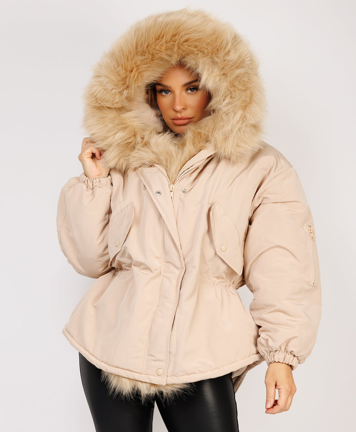 Beige-Premium-Faux-Fur-Tiered-Jacket-Coat-1