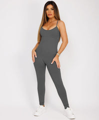 Charcoal Grey-Elastic-Ribbed-Long-Sleeve-Butt-Lift-Jumpsuit6