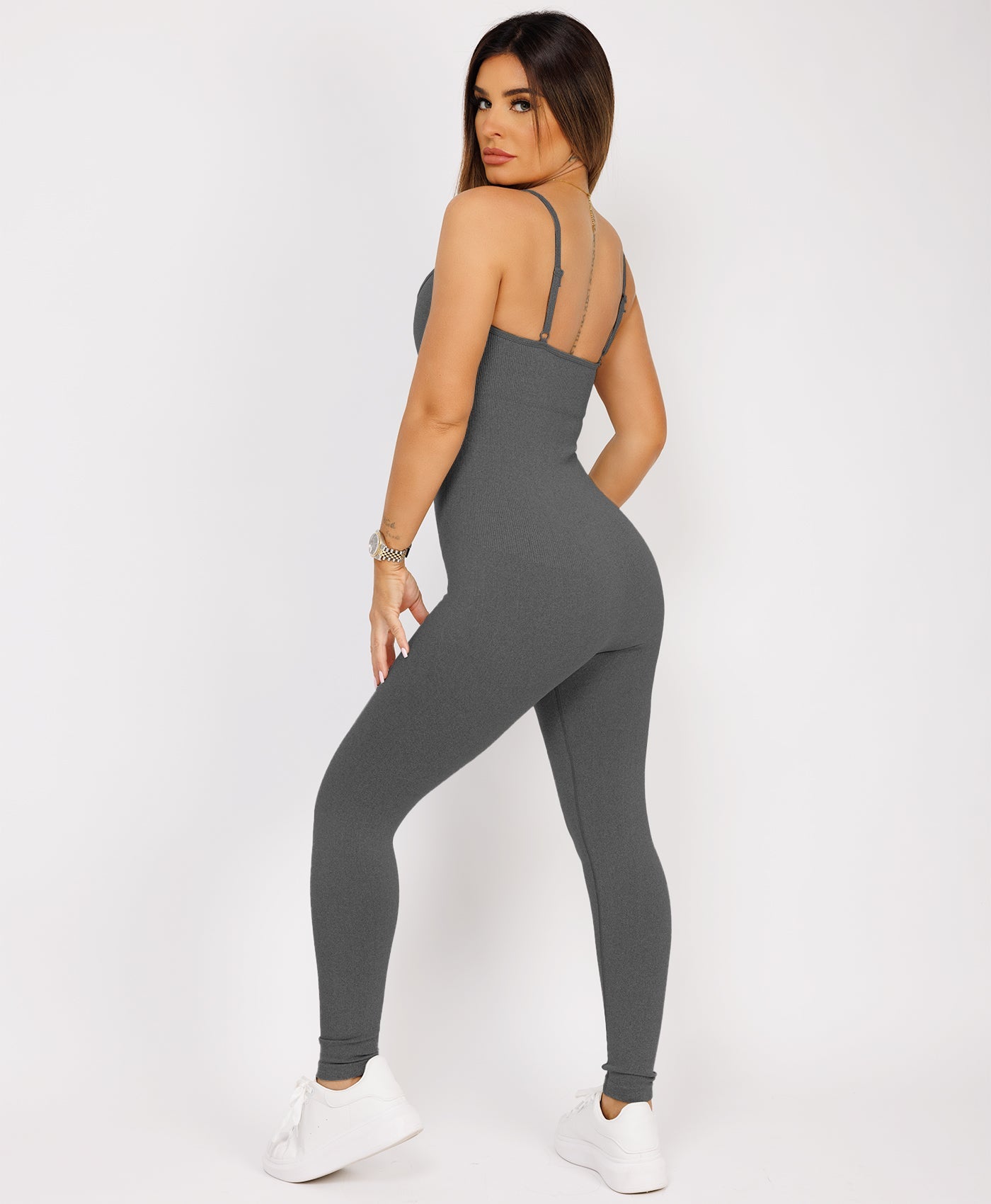 Charcoal Grey-Elastic-Ribbed-Long-Sleeve-Butt-Lift-Jumpsuit8