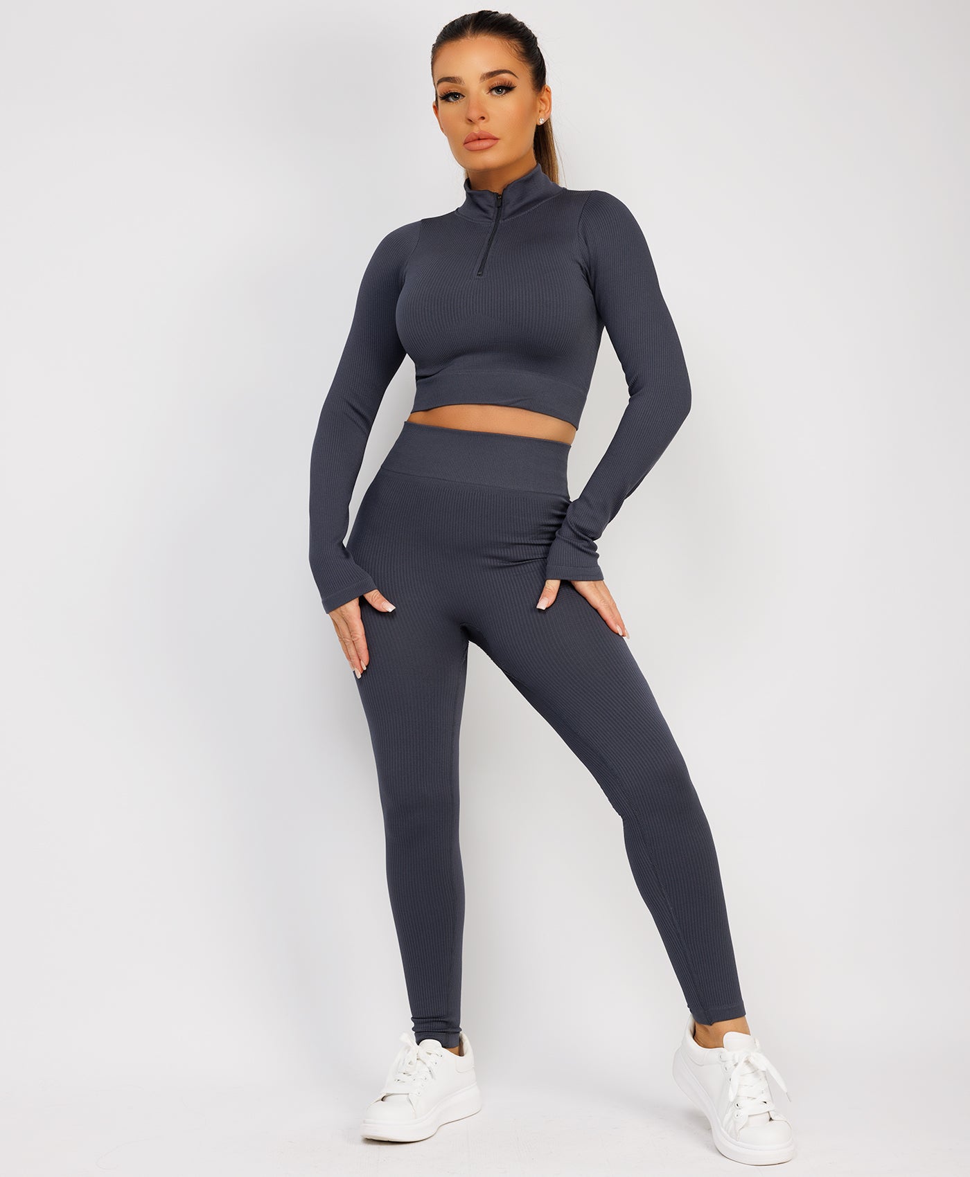 Charcoal-Grey-Zipped-Neck-Ribbed-Activewear-9