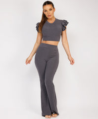 Satin-Puff-Sleeve-Ribbed-Set-Charcoal Grey-3