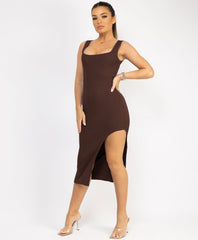 Spaghetti-Strap-Ruched-Padded-Cup-Mini-Dress-Chocolate Brown-3