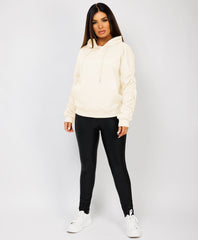 Ruched-Sleeve-Oversized-Fit-Hoodie-Cream-2