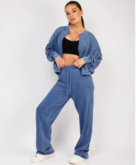 Satin-Puff-Sleeve-Ribbed-Set-Denim Blue-2