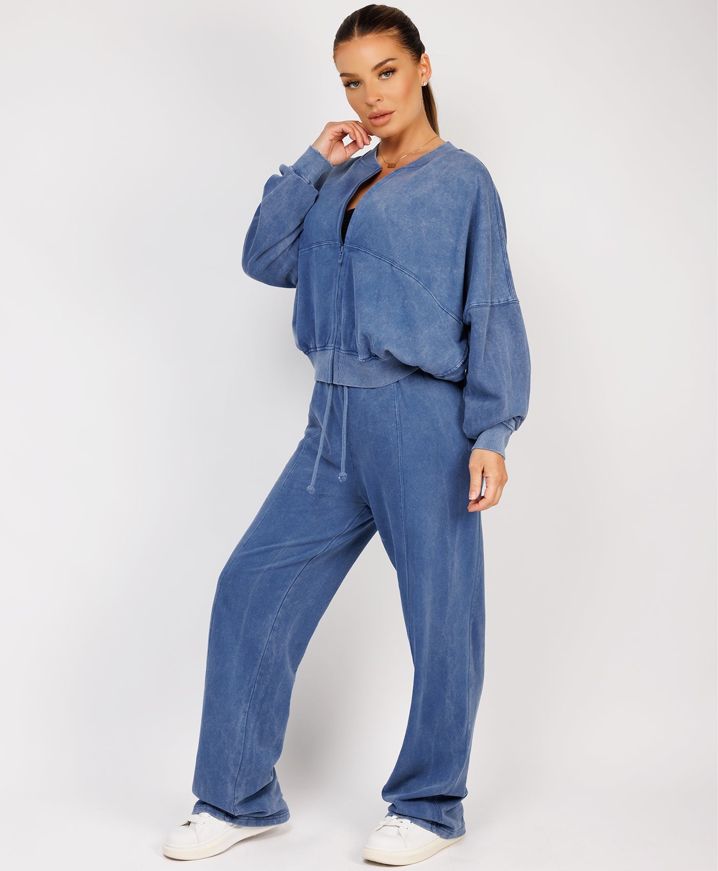 Satin-Puff-Sleeve-Ribbed-Set-Denim Blue-3