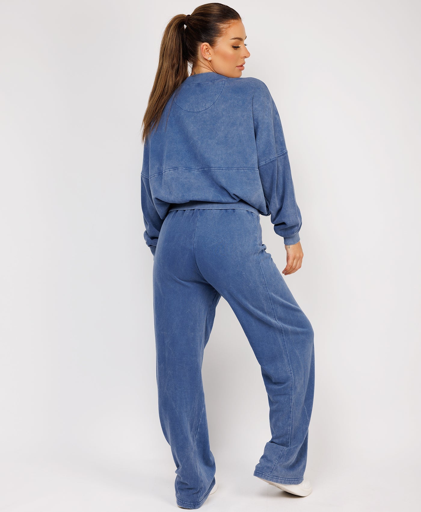 Satin-Puff-Sleeve-Ribbed-Set-Denim Blue-2