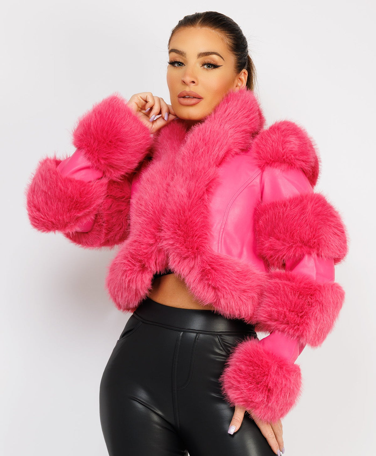 Faux-Fur-Leather-Jacket-Pink-1