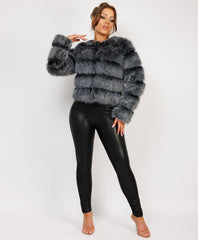Frosted-Black-Premium-Faux-Fur-Tiered-Jacket-Coat-2