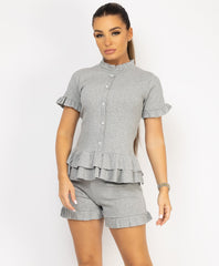 Satin-Puff-Sleeve-Ribbed-Set-Grey-4