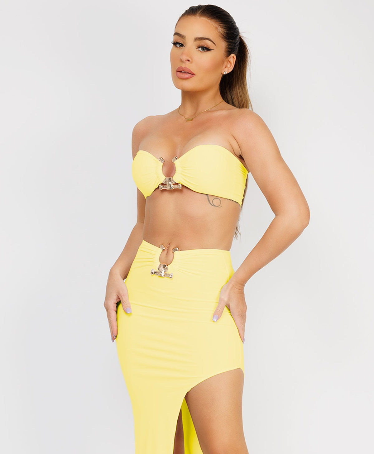 Satin-Puff-Sleeve-Ribbed-Set-Lemon-4