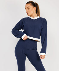 Ribbed-Contrast-Stripe-Jumper-Flare-Split-Trousers-Navy