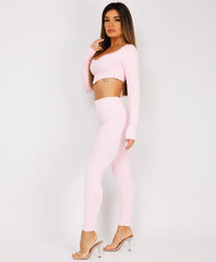 Pink-Ribbed-Asymmetric-Hem-Loungewear-Set9