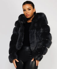 Premium-Hooded-Cropped-Faux-Fur-Coat-Black-3