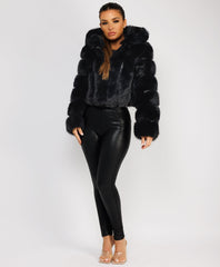 Premium-Hooded-Cropped-Faux-Fur-Coat-Black-2