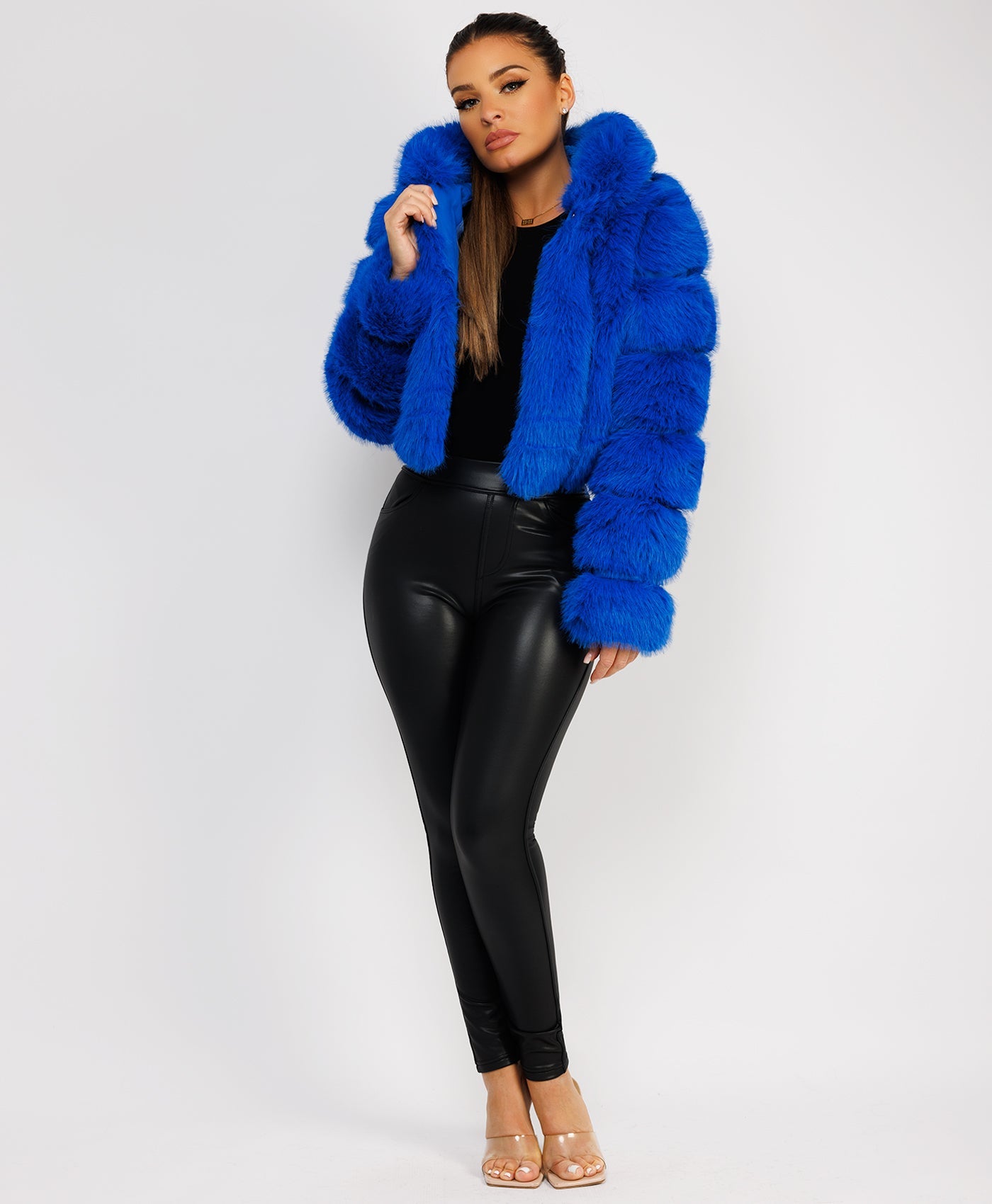 Premium-Hooded-Cropped-Faux-Fur-Coat-Blue-4
