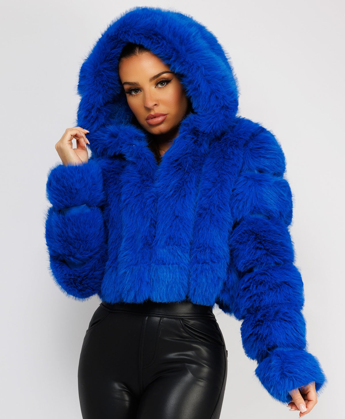 Premium-Hooded-Cropped-Faux-Fur-Coat-Blue-1