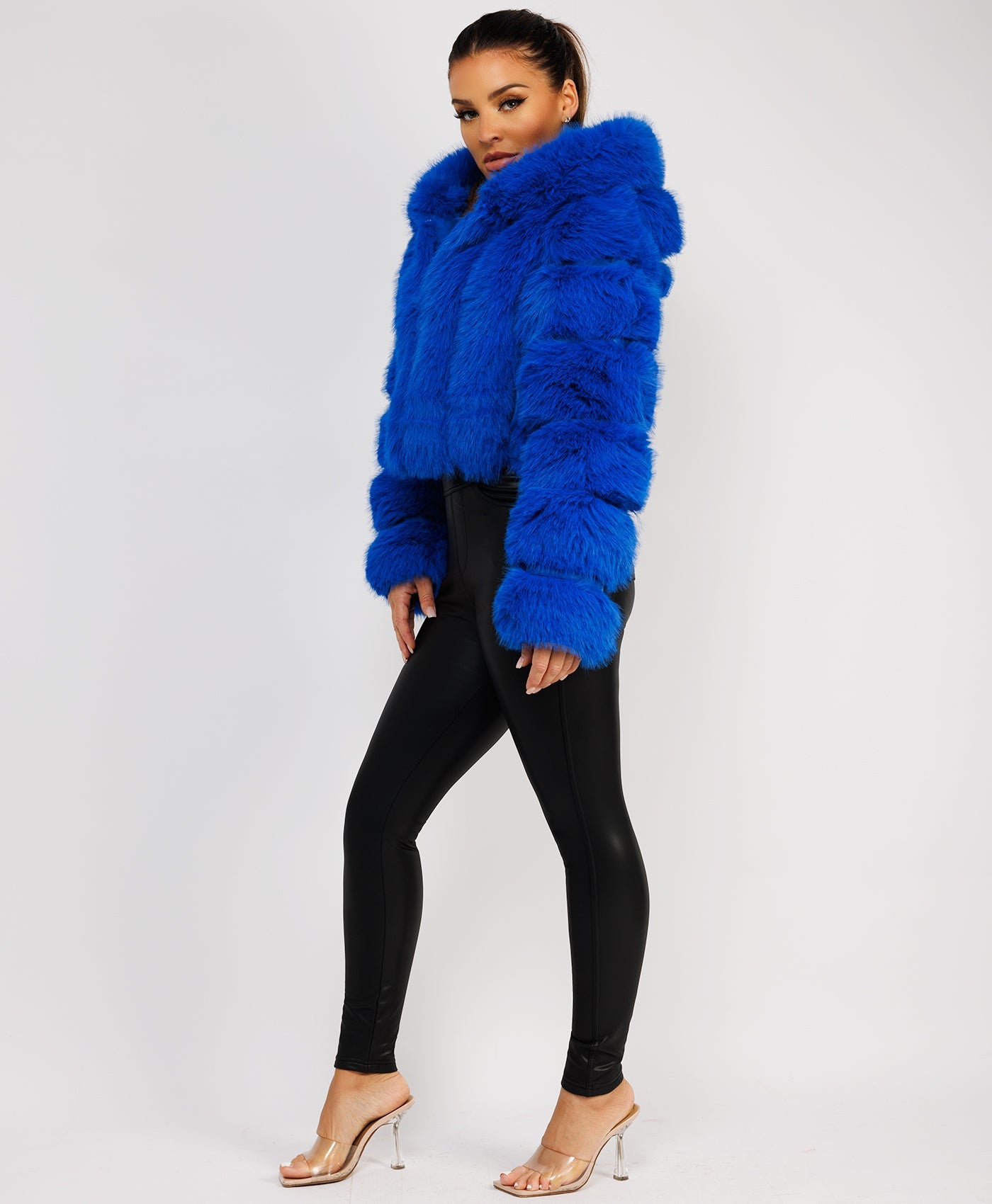 Premium-Hooded-Cropped-Faux-Fur-Coat-Blue-5