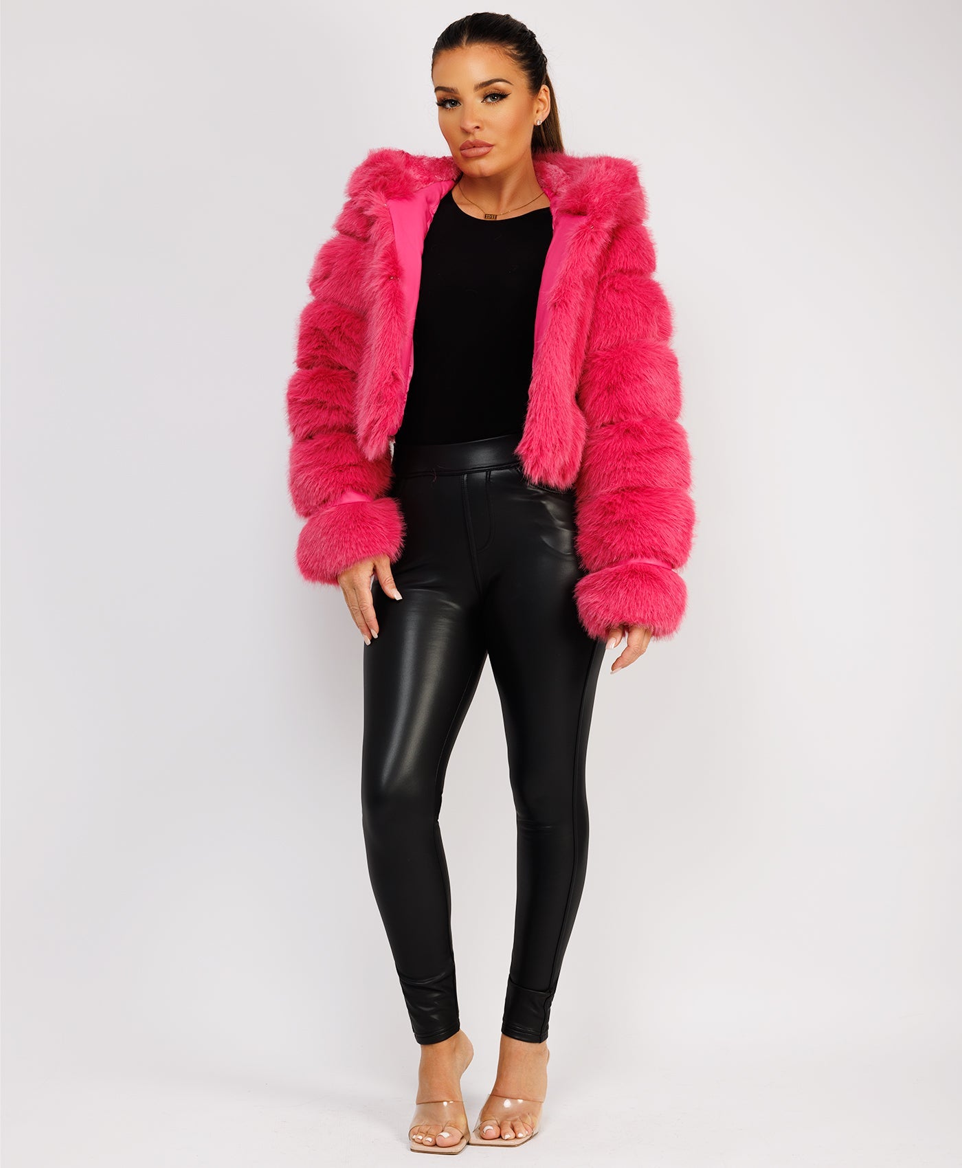 Premium-Hooded-Cropped-Faux-Fur-Coat-Pink-4