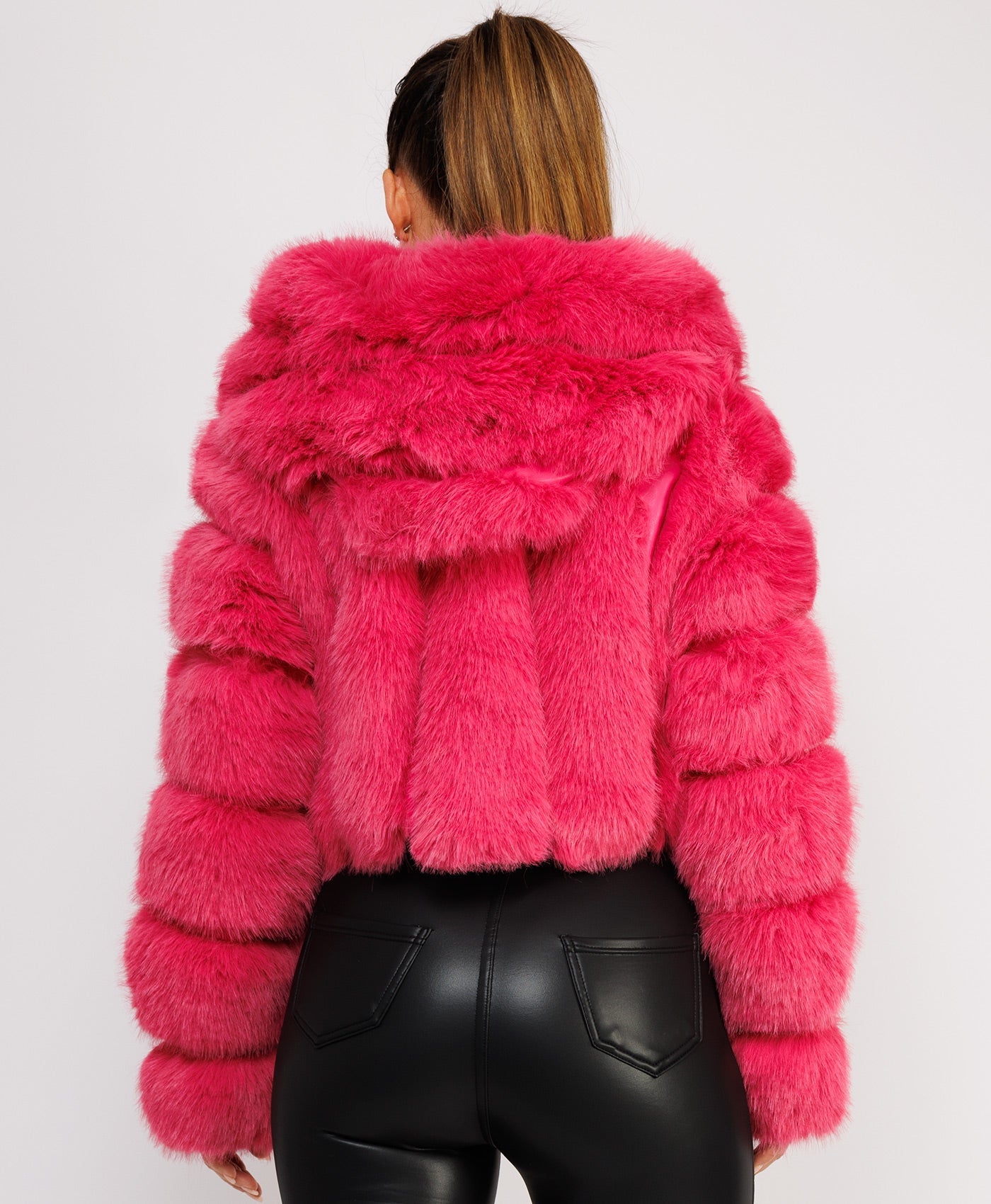 Premium-Hooded-Cropped-Faux-Fur-Coat-Pink-6
