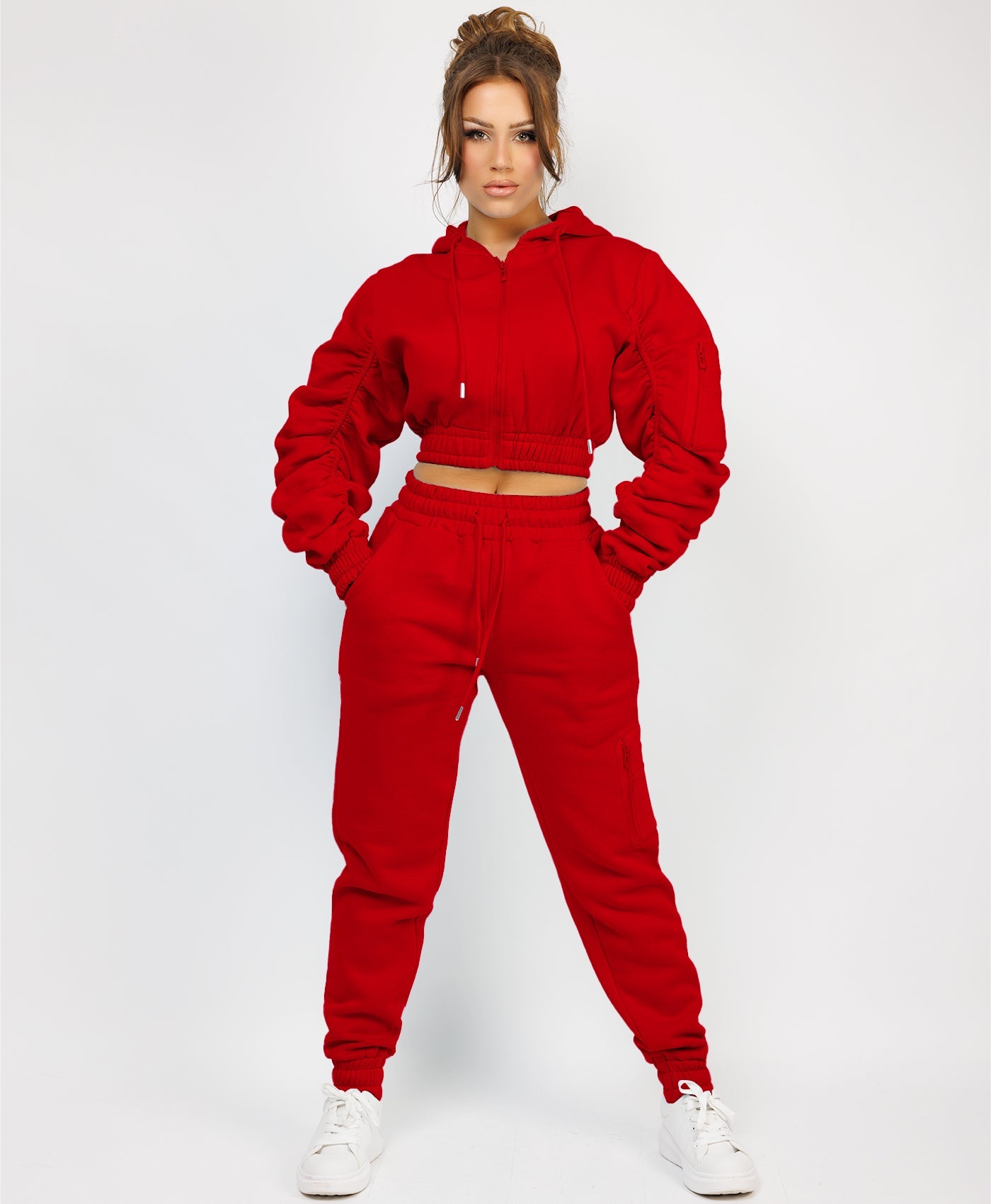 Zipped-Hooded-Loungewear-Set-Red-1